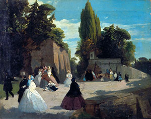 Antonio-Puccinelli-Passeggiata-in-Via-Merulana-a-Roma. Dipinti macchiaioli in vendita